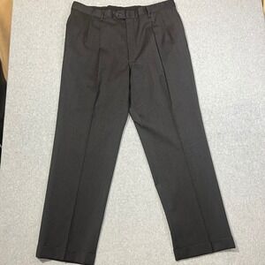 Jos A Bank Dress Pants Men 35x30 Gray Wool Pleated Cuffed Signature Windsor EUC